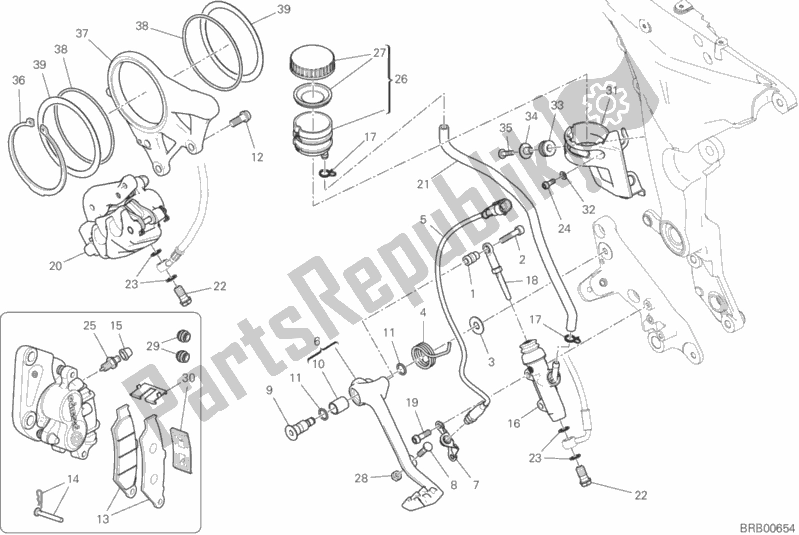 All parts for the Rear Braking System of the Ducati Multistrada 1260 S Pikes Peak 2020